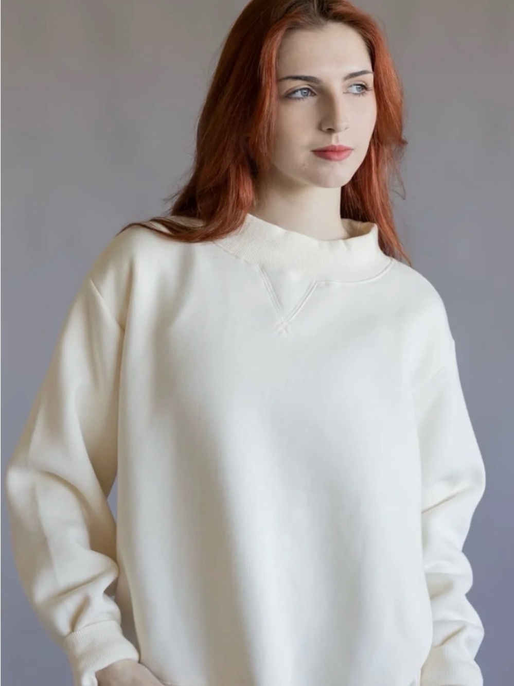 Cream Mockneck Sweatshirt